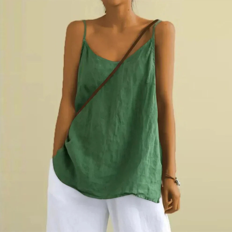 Stylish women's sleeveless tank top, a flowy casual cami for comfortable summer and resort wear.