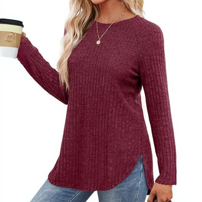 Versatile women's Barbara crew neck pullover tunic sweater, combining comfort with modern style.