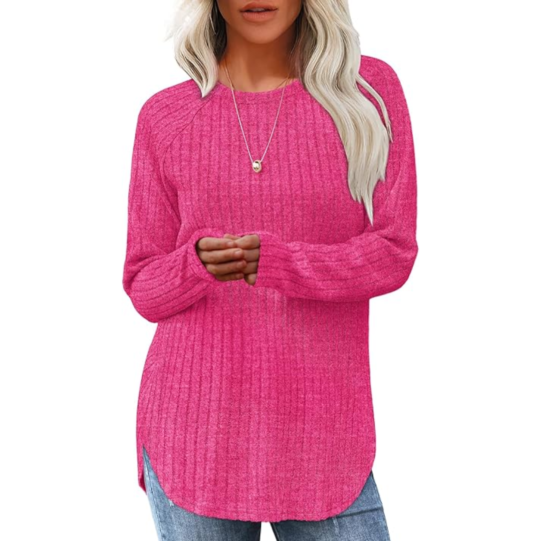 Comfortable long sleeve Barbara tunic sweater, perfect for fall and winter everyday wear.