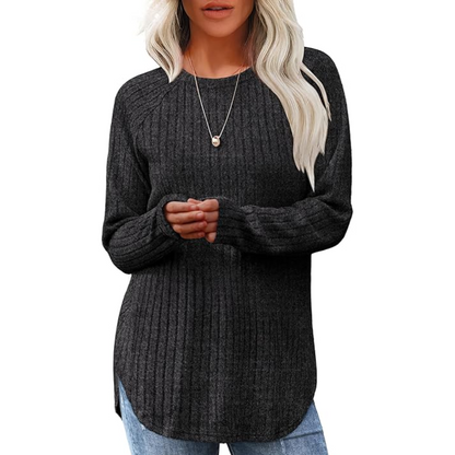 Barbara women's loose fit crew neck pullover sweater tunic for versatile casual fashion.