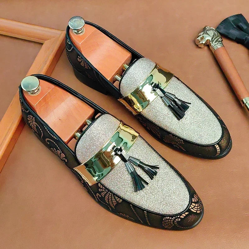 Model wearing Lucentus women's bold loafers, showcasing their elegant design & comfortable fit for fashion or party shoes.