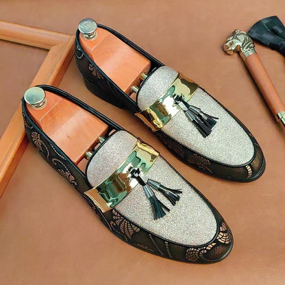 Model wearing Lucentus women's bold loafers, showcasing their elegant design & comfortable fit for fashion or party shoes.