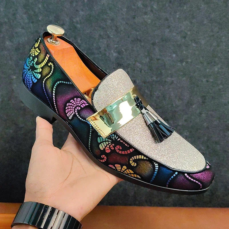 Pair of Lucentus women's comfortable slip-on loafers. Bold & elegant fashion shoes, perfect for formal or evening wear.