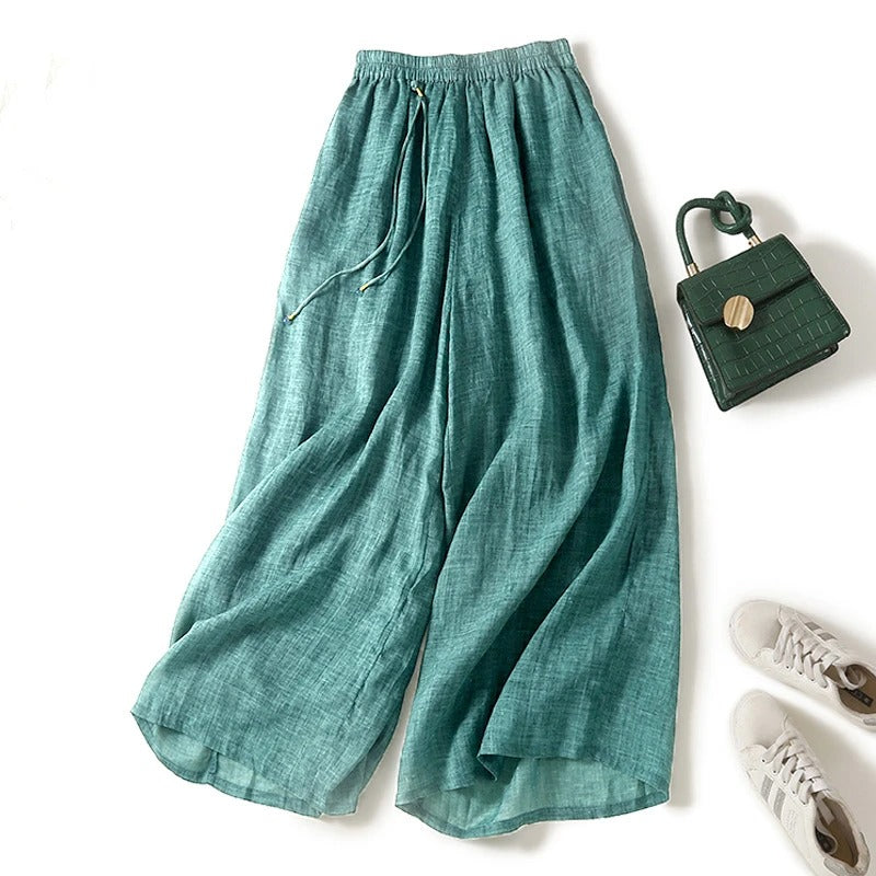 Women's Luna Breezy Wide-Leg Pants with drawstring waist for comfortable, relaxed summer fashion.