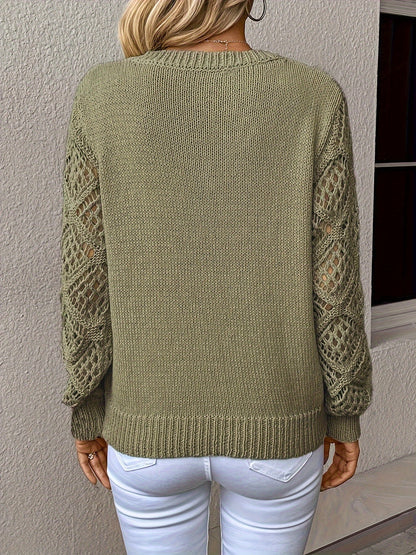 Women's fashion-forward Luna sweater, a V-neck long sleeve top with stylish hollow-out sleeves.