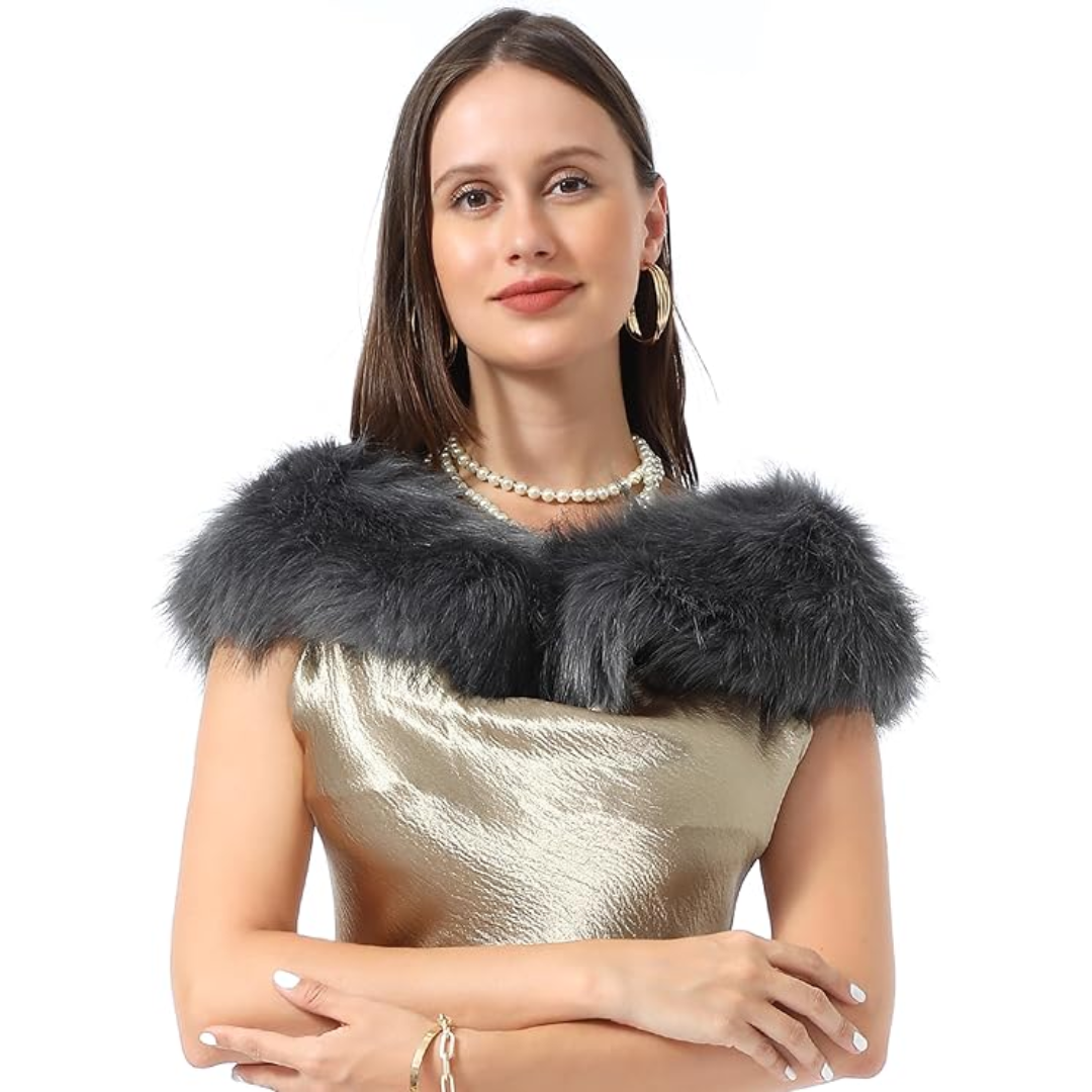 Elegant faux fur neck warmer for women. Plush, soft, and luxurious winter scarf.