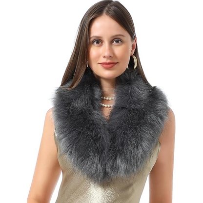 Warm faux fur neck warmer, perfect for cold weather. Soft, cozy, and stylish women's winter scarf.