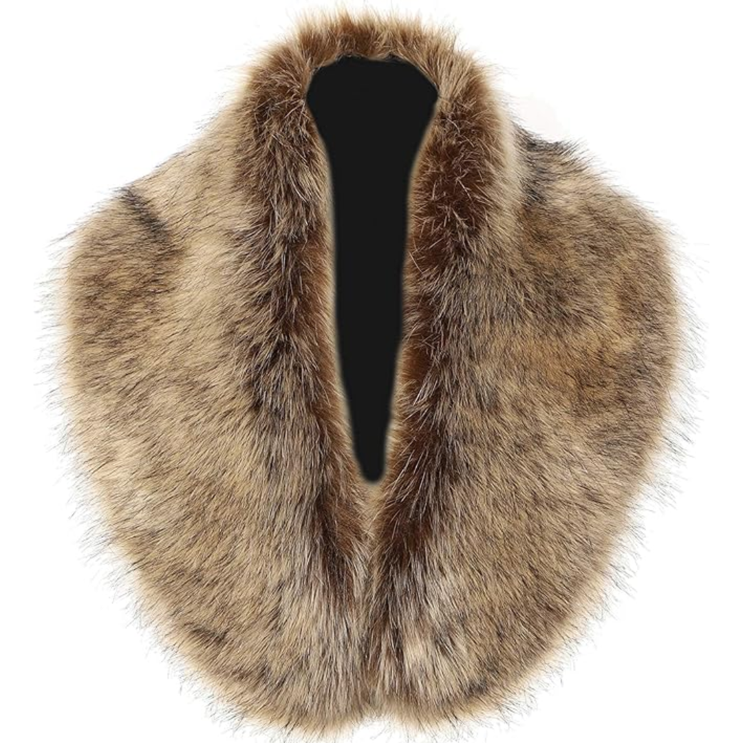Luxurious faux fur scarf for women. Fashionable, soft, and warm neck warmer, animal friendly.