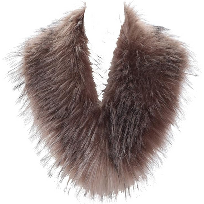 Chic faux fur wrap for women. An elegant neck warmer and warm winter stole, animal friendly.