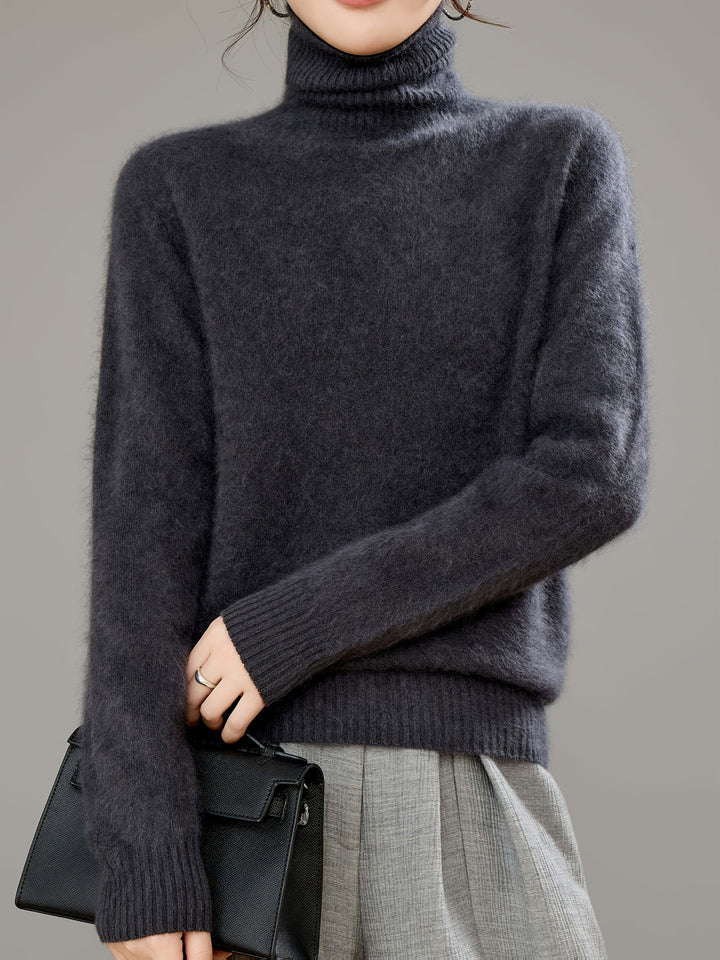 Luxe women's turtleneck sweater combines ultimate comfort with practical warmth for cold weather.