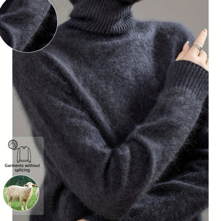 Essential women's premium turtleneck sweater. A warm, stylish investment for ultimate winter comfort.