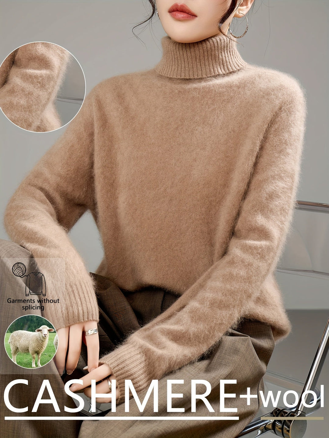 Soft-touch women's turtleneck sweater, offering ultimate comfort & a premium feel for winter fashion.