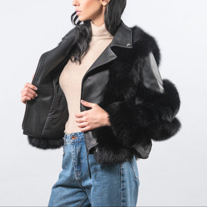 Elegant women's gray relaxed fit outerwear jacket, perfect for warm and stylish winter fashion.