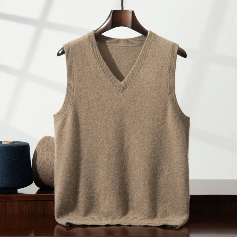 Elegant women's V-neck cashmere vest. Timeless soft knit sweater vest, perfect for layering.
