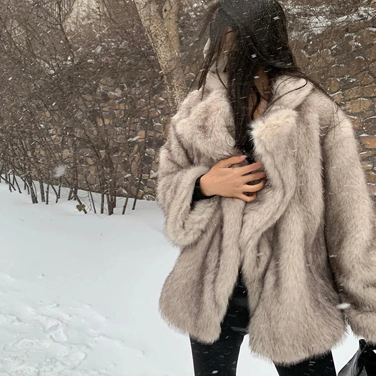 Women's elegant winter jacket, soft & luxurious, perfect warm fashion for cold weather outerwear.