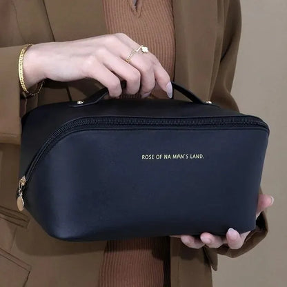 Protect your cosmetics with this women's zippered luxury travel makeup organizer, a waterproof PU leather bag.