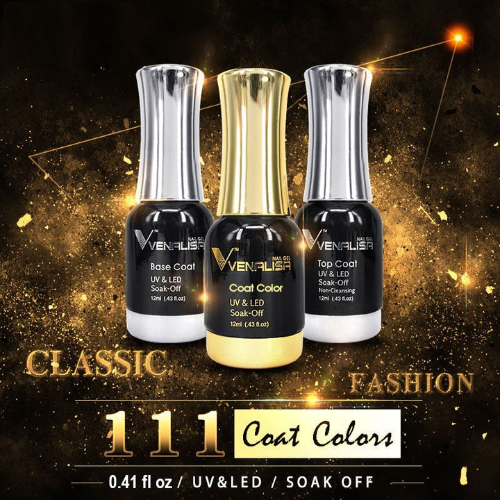 At-home manicure kit with women's 12ml UV LED gel polish for glossy, durable results.