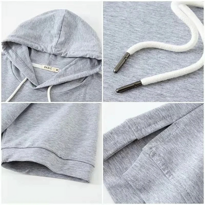 Comfortable women's short-sleeve relaxed hoodie by Maison, perfect for loungewear or casual summer days.