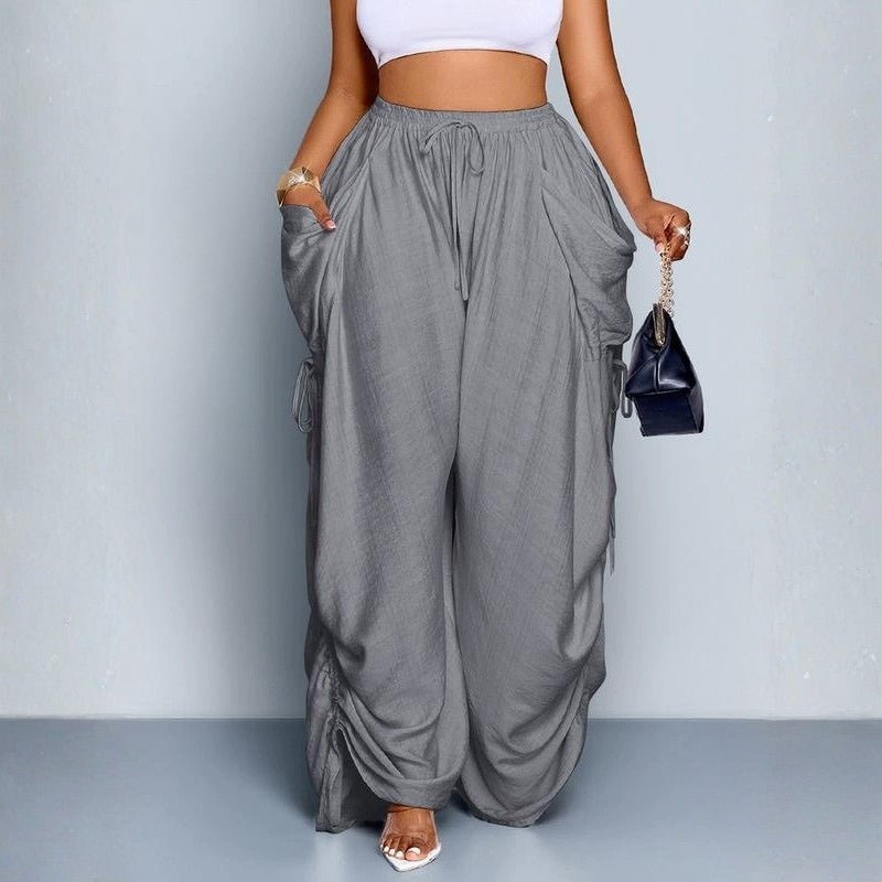 Women's Maren wide leg pants. High-waisted with drawstring for a comfortable, relaxed fit. Perfect casual wear.