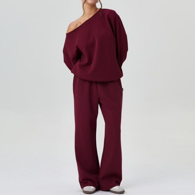Women's Marlowe knit two-piece co-ord set in a comfortable, wide-leg loungewear style. Perfect casual chic.