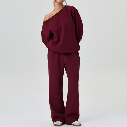 Women's Marlowe knit two-piece co-ord set in a comfortable, wide-leg loungewear style. Perfect casual chic.