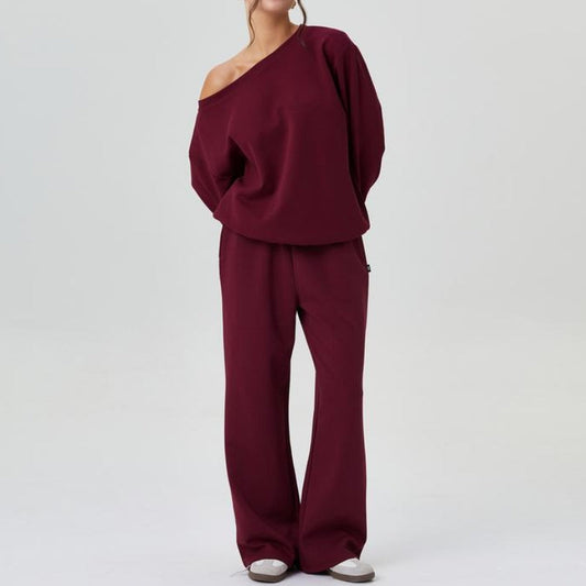 Women's Marlowe knit two-piece co-ord set in a comfortable, wide-leg loungewear style. Perfect casual chic.