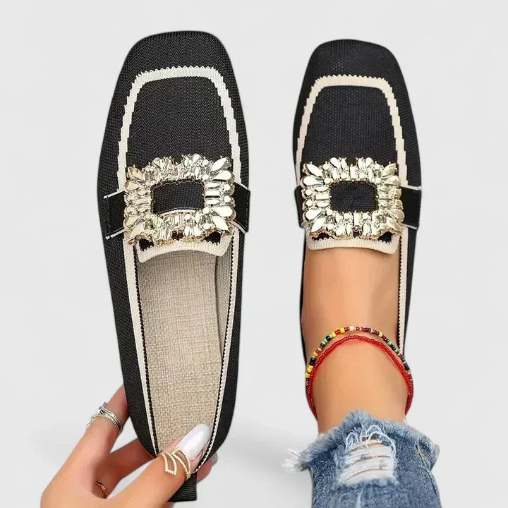 Close-up of Maylora orthopedic women's loafers showing cushioned insole for superior foot support & comfort.