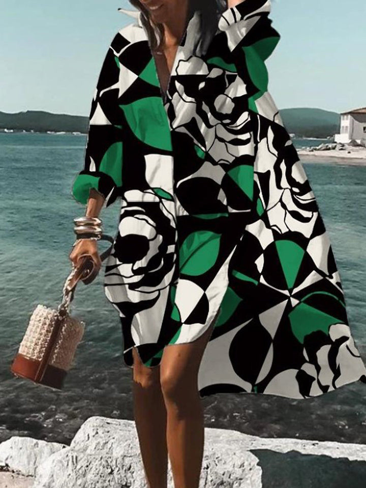 Women's button-down midi dress, short sleeves, perfect for casual summer style and everyday comfort.