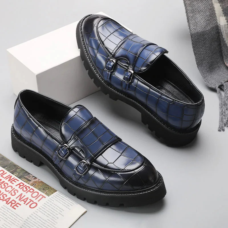 Front view of women's dress platform loafers, featuring a classic loafer design with a modern fashion twist.