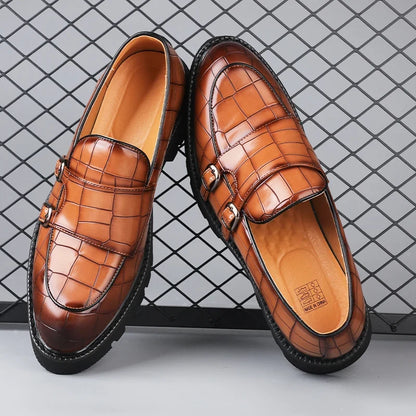 Embossed women's platform loafers, a fashionable and comfortable footwear choice for everyday wear.