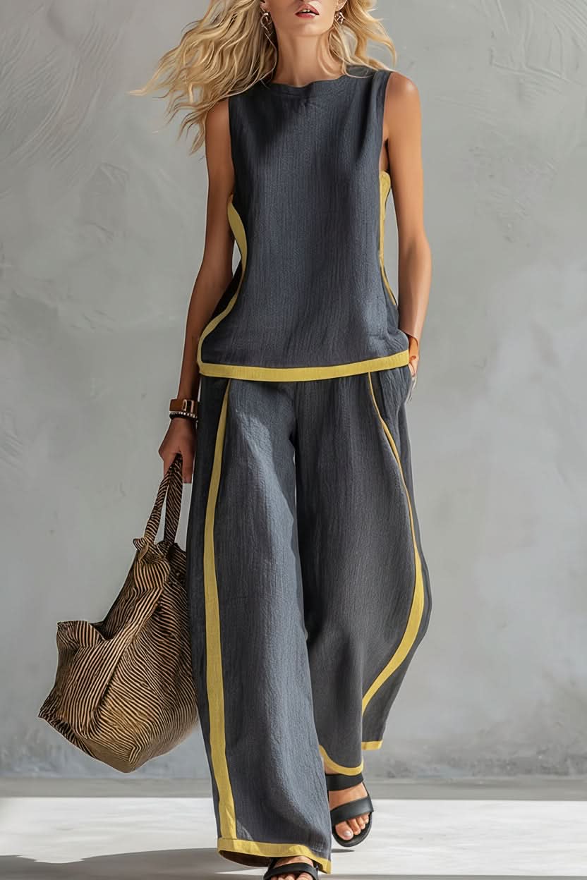 Comfortable women's lounge set, a minimalist two-piece for casual wear, ideal for relaxing or easy commutes.