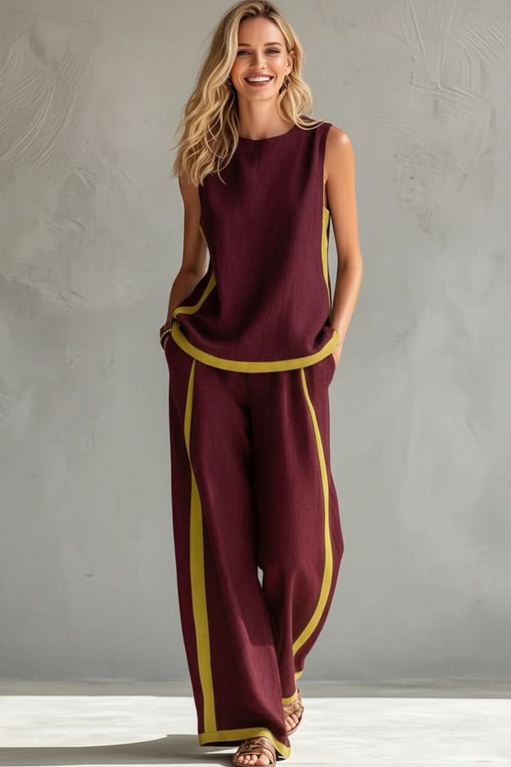 Versatile women's minimalist two-piece set, a chic casual outfit perfect for commute or everyday styling.