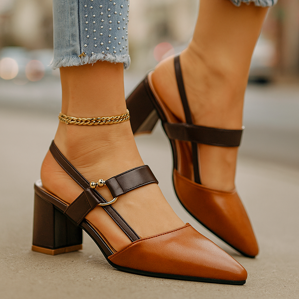 Black Mirella Chic women's ring heels, block heel & ankle strap. Comfortable fashion footwear.