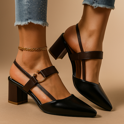 Versatile black Mirella Chic block heels, perfect for evening wear or fashion outfits.