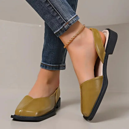 Stylish women's square toe casual flats, perfect everyday summer footwear with cushioned comfort.