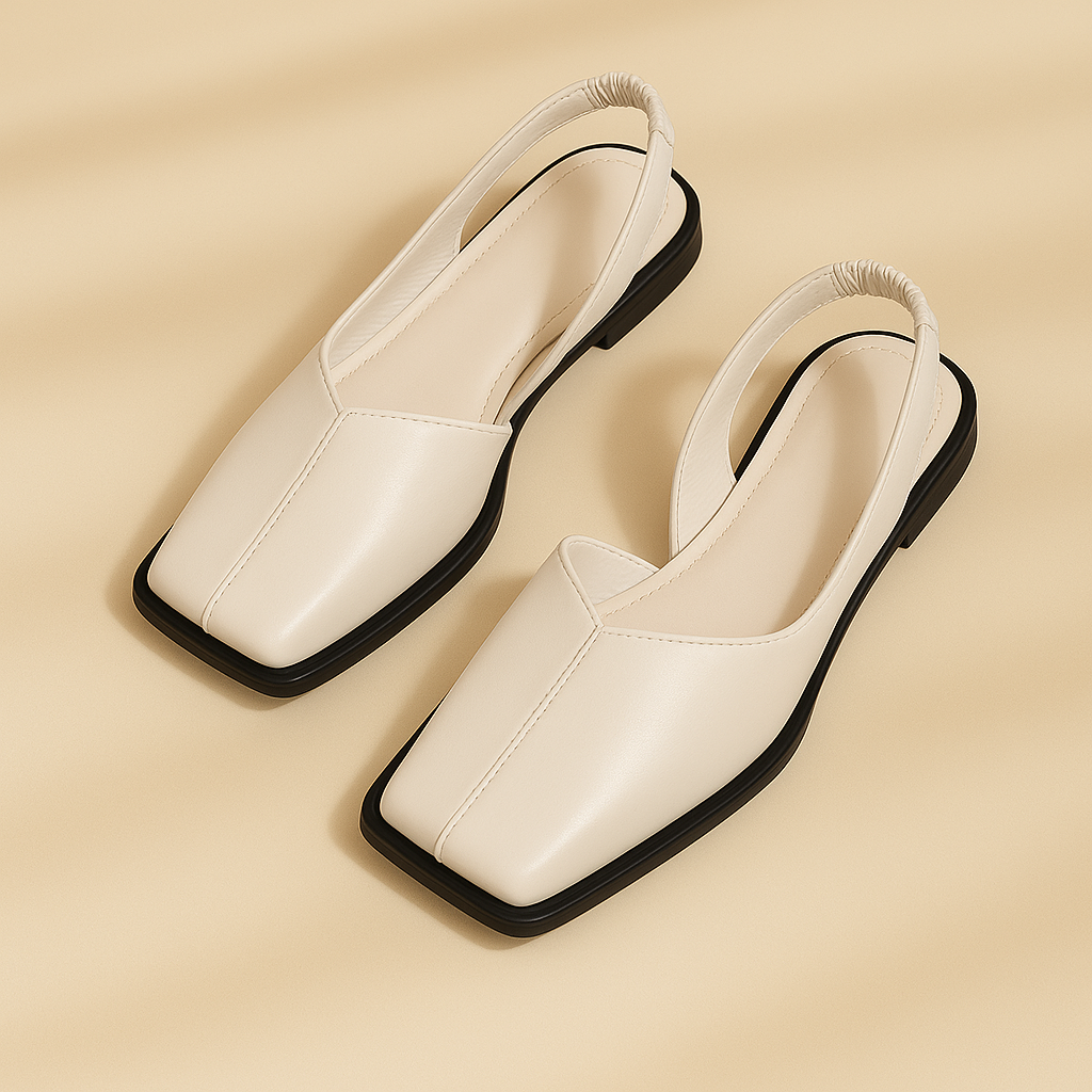 Women's modern square toe slip-on flats with cushioned comfort, great for stylish everyday wear.