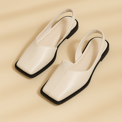 Women's modern square toe slip-on flats with cushioned comfort, great for stylish everyday wear.