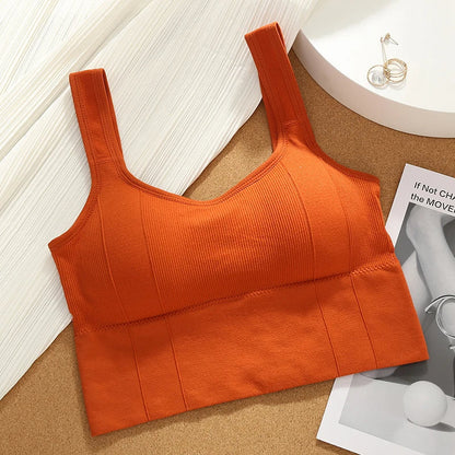 Moisture-wicking seamless ribbed sports bra for women, Motion Core design offers comfort and support for fitness.