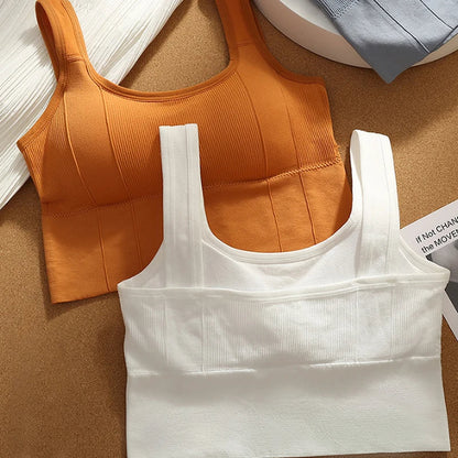 Women's activewear seamless sports bra, Motion Core ribbed design. Perfect for fitness and everyday comfort.