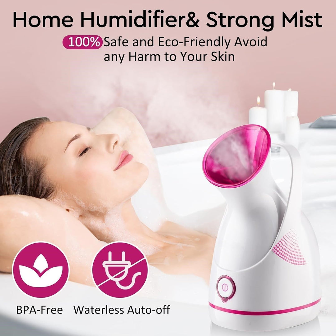 Enjoy an at-home spa with this Nano Ionic facial steamer for women, promoting healthy skin & deep hydration.