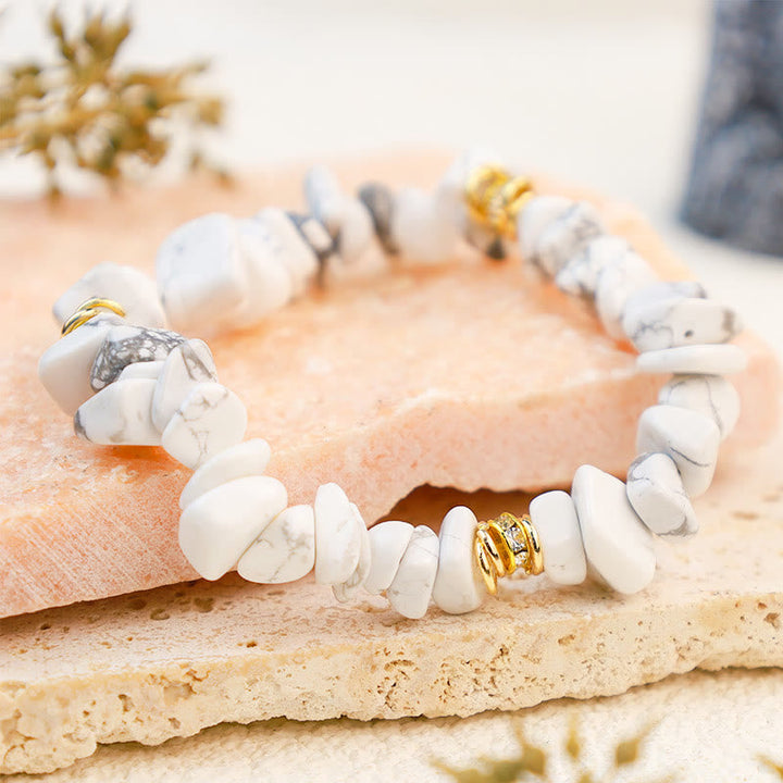 Women's natural stone crystal beaded bracelet, elegant & adjustable.