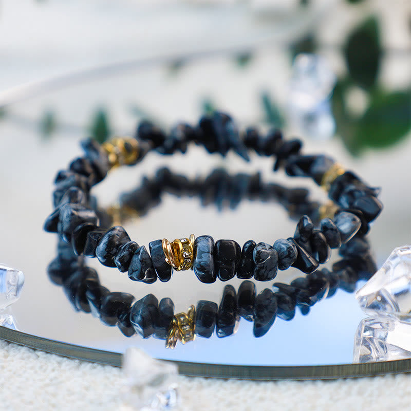 Adjustable beaded bracelet for women, natural crystal gemstone.