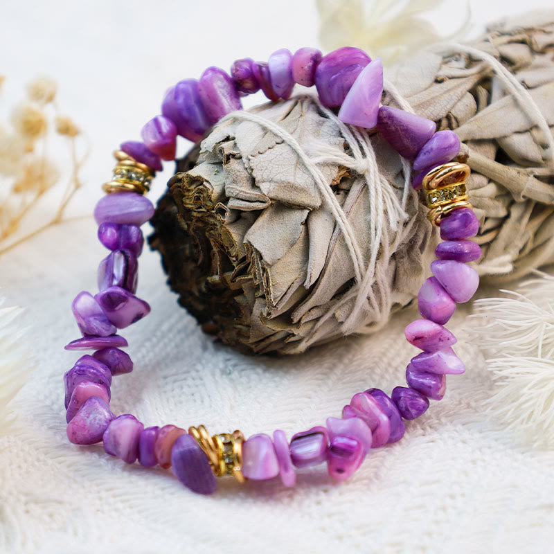 Women's natural stone bracelet with crystal beads, spiritual & chic.