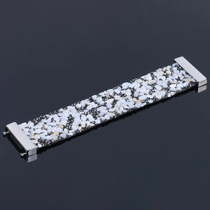 Women's natural stone & crystal leather bracelet. Elegant adjustable gemstone jewelry for her.