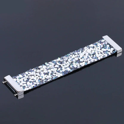 Adjustable women's natural stone & crystal bracelet on a comfortable leather band.