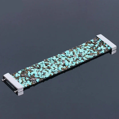 Sparkling crystal and natural stone bracelet for women, secured with a genuine leather strap.