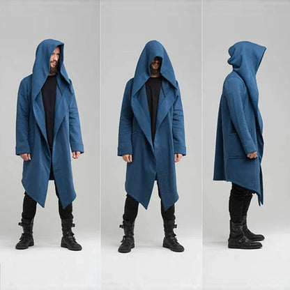 Fashionable women's long draped hooded coat, a must-have stylish and comfortable piece for any wardrobe.