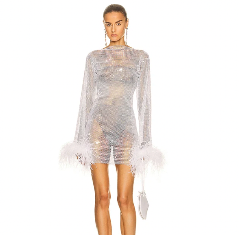 Women's Nightfever Sparkle Mini Dress, perfect for parties & clubwear. Glamorous glitter evening dress.