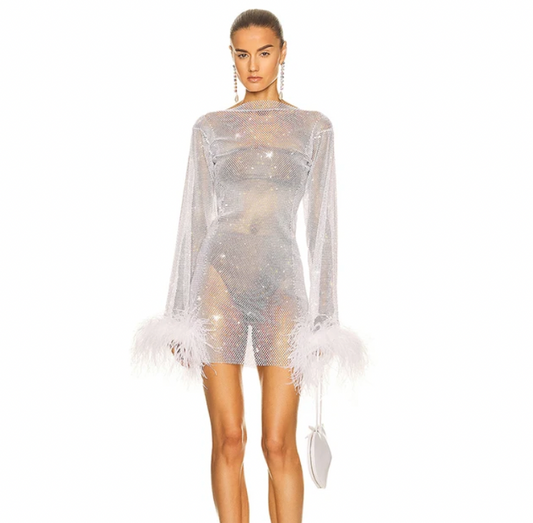 Women's Nightfever Sparkle Mini Dress, perfect for parties & clubwear. Glamorous glitter evening dress.