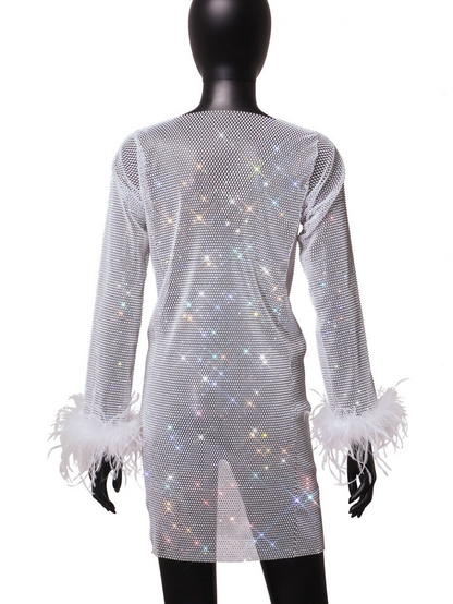 Stylish Women's Nightfever Sparkle Mini Dress. Glittery clubwear & evening party dress, a dazzling fashion choice.